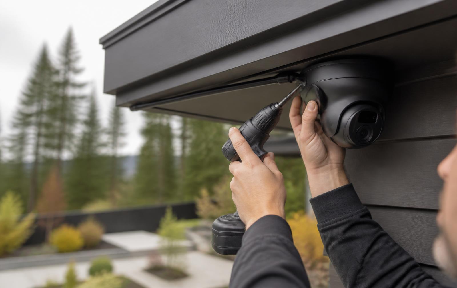 Security camera installed at the entry of an Oregon home