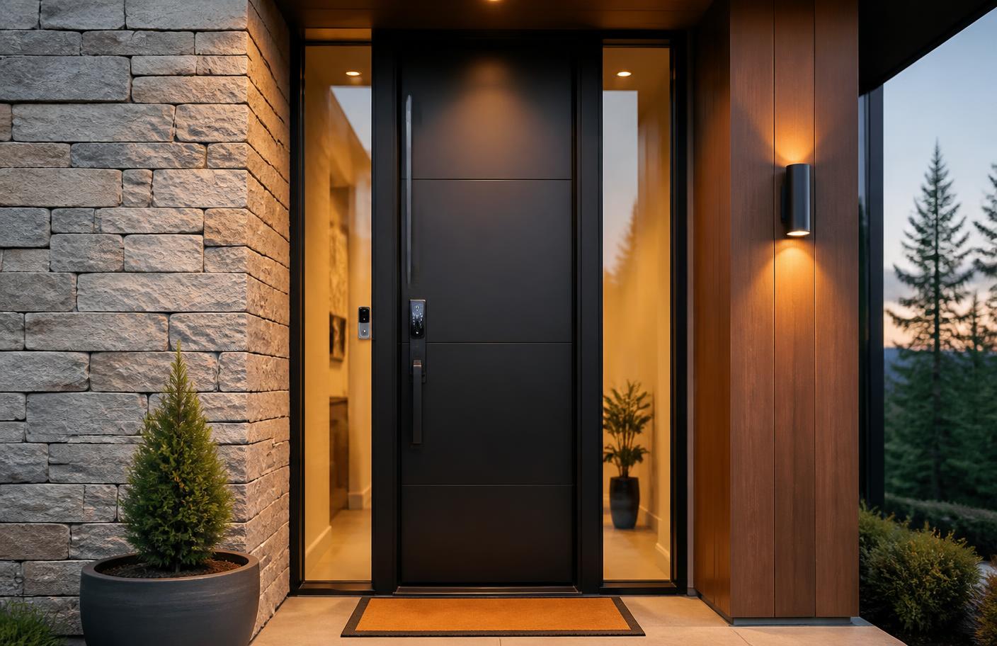 Smart lock and keypad at a home entry